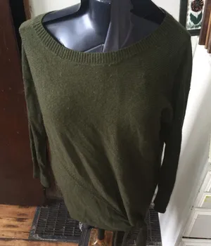 J. crew olive green oversized S sweater tunic with tie hem thumbnail 1