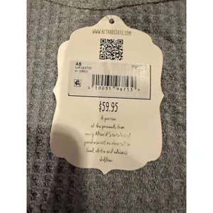Altar’d State Top Womens Size L Gray Waffle Knit Balloon Sleeve Pullover thumbnail 3