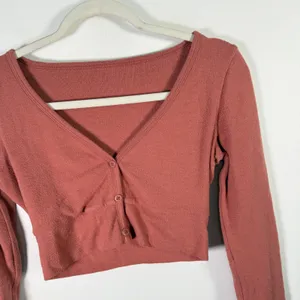 Alo Yoga Alolux Cropped Me Time Cardigan Button Front Terracotta Womens Small? thumbnail 4
