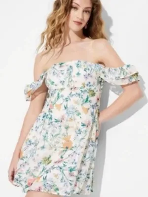 wild fable Strapless Floral Sundress in White with Pastel Print BRAND NEW thumbnail 1