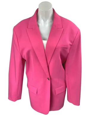 Zara Women's Pink One Button Notch Collar Long Sleeve Blazer Coat Jacket Size M thumbnail 1