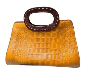 Kate Landry Crocodile Embossed Leather Satchel thumbnail 1