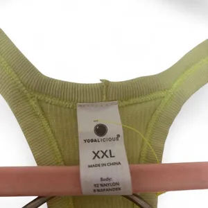 Yogalicious ribbed athletic tank top in a light lime/chartreuse green thumbnail 4