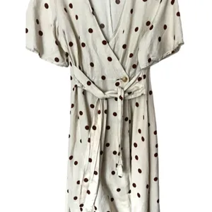 Moon River Polka Dot Midi dress SIZE MEDIUM Cream/brown Linen Blend thumbnail 5