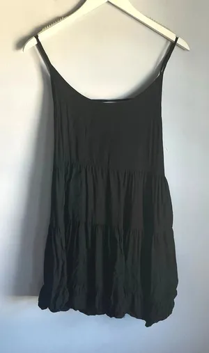 Brandy Melville Black Tiered Tank Dress Dainty One Size PTP: 18.5" Length: 31.5" thumbnail 1