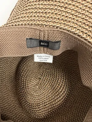 REI Hat Straw Wide Brim Braided Tan Taupe Brown Sun Packable Travel Beach Unisex thumbnail 9