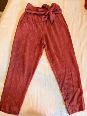 Anthropologie Terracotta Jacquard Wide Leg Pants Medium Tie Waist Boho thumbnail 1