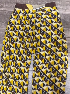 ZARA Women’s S Geometric Print Straight Leg Pants Yellow Brown Retro thumbnail 8