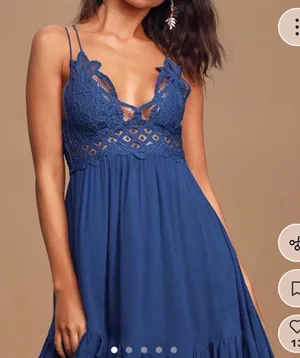 Free People Adella Mini Slip Dress Lace Boho Beach Adjustable S Navy blue thumbnail 1