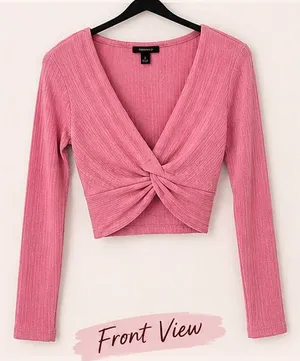Forever 21 Long Sleeve Crop Top Pink thumbnail 1