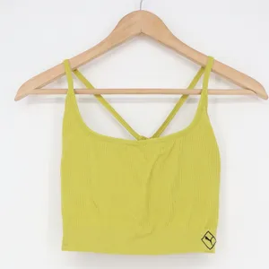 Puma Womens Ribbed Seamless Sports Bra Lime Green Cross Back Size L thumbnail 2