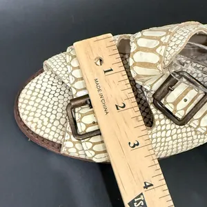 FREEBIRD by Steven Quail Ivory Textured Snake Leather Buckle Gladiator Sandals 9 thumbnail 12
