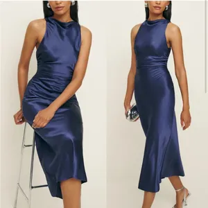Reformation Casette Silk Dress in Blue Iris 12 thumbnail 4