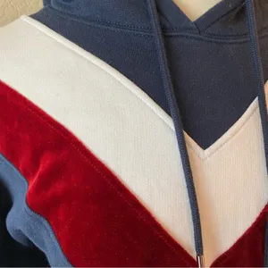 Sandro Paris Navy Velvet Chevron Hooded Sweatshirt Hoodie Small thumbnail 4