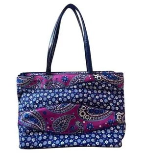 Vera Bradley Blue Pink Quilted Fabric Tote Bag thumbnail 1