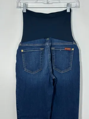 7 For All Mankind Maternity Skinny Jeans Size 26 Dark Wash Full Belly Panel thumbnail 4