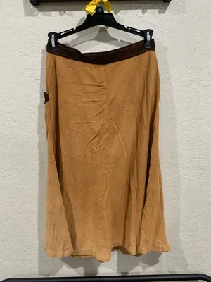 Vintage Tan & Brown Maxi Skirt thumbnail 3