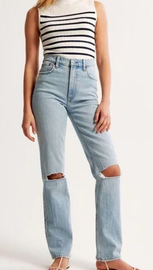 Abercrombie 90s Slim Straight Ultra High Rise Jeans thumbnail 1