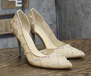 Betsey Johnson Rhinestone Embellished Evening Pumps Heels Stiletto Nude Brown 8M thumbnail 1