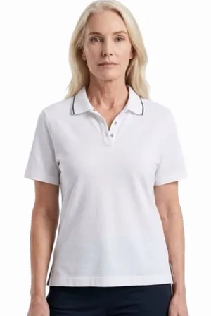 EP PRO Tour Dry Performance White w/Blk Trim Short Sleeve Golf Polo Snaps Large thumbnail 1