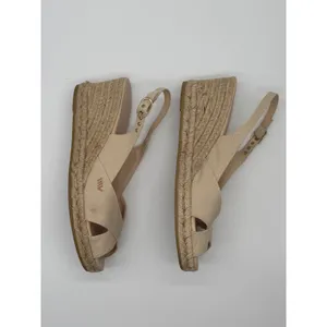 Viscata Espadrille Wedge Sandals Womens 40 US 8.5-9 Beige Canvas Slingback Spain thumbnail 4