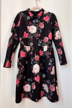 NWOT Erin Fetherston Black Floral Cocktail Dress Women's Size‎ 10 Romantic Party thumbnail 1