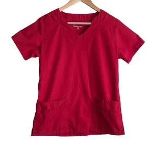 Butter Soft Women Scrub Top S Red Medical Uniform‎ Nurse Workwear Dental Casual thumbnail 1
