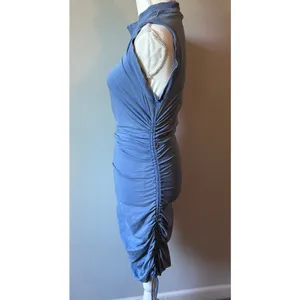 Daily Practice by Anthropologie Blue Tie Up Mini Sun Dress Athletic Size S thumbnail 6