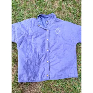 Amuse Society Quilted Snap Front Jacket Periwinkle Blue Palm‎ Tree Logo L/XL thumbnail 10