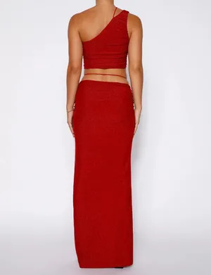 Tiger Mist Berry Red Shimmer Sparkle Pearlie Top Skirt Set thumbnail 6