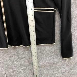 Max Studio Knit Stretch Hoodie Black Ivory Contemporary Zip Up Womens Large L thumbnail 9