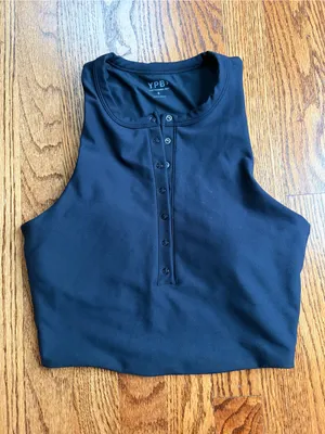 Abercrombie & Fitch YPB sculptLUX Plunge Henley Slim Tank – Black – Small thumbnail 4