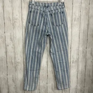 PacSun Blue White Stripe High Rise Slim Fit Cotton Mom Jeans 27 thumbnail 2