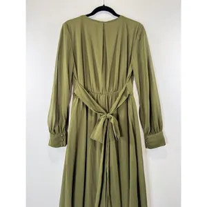 Baltic Born Womens Dress Green Lydia Maxi V Neck Surplice Waist Tie A Line Large thumbnail 10