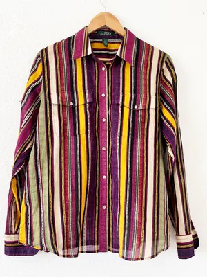 Lauren Ralph Lauren Multicolor Striped Roll Tab Button Down Shirt thumbnail 2