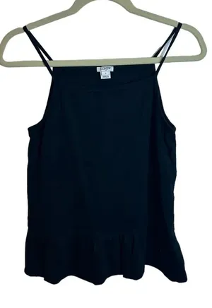 J.CREW BLACK RUFFLE PEPLUM CAMI thumbnail 1