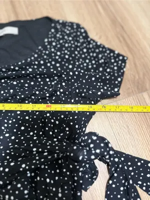 LOFT Womens Polka Dot Faux Wrap Dress Black White Tie Waist Flare XS NWT thumbnail 3