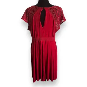 Torrid Womens Dress Sz 0‎ L 12 Red Mini Super Soft Lace Inset Skater NEW thumbnail 8