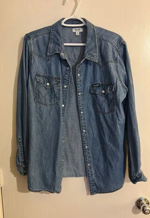 Wrangler Retro Button Down Shirt Pearl Snap Long Sleeve thumbnail 1