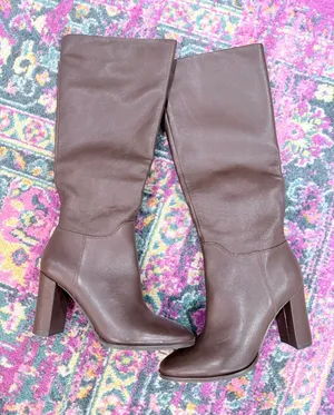 Kenneth Cole Dark Brown Knee-High Block Heel Boots thumbnail 1
