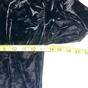 Revolve Black Velvet Cowl Neck Button Back Cropped Top thumbnail 12