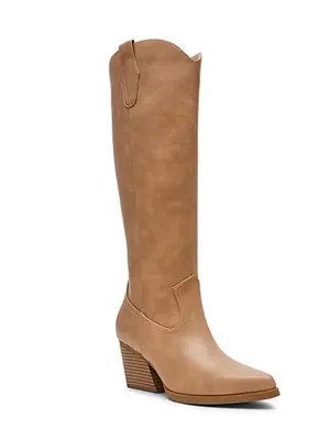 DV8 Size 6 Women’s Kyna Natural Stacked Heel Cowboy Boots, New No Box thumbnail 2