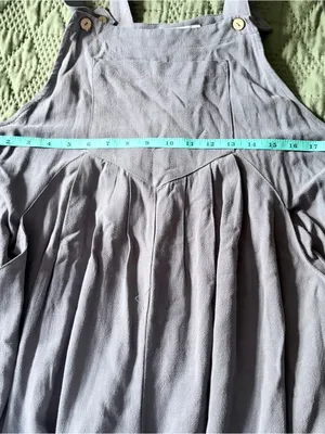 ANRABESS Medium Slate Blue Linen Blend Sleeveless Wide Leg Overalls Jumpsuit thumbnail 7