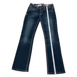 Adiktd Bootcut Jeans‎ Womens Mid Rise Embellished Stretch Blue Denim 2 / W27 thumbnail 7