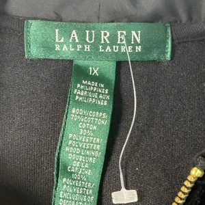 Lauren Ralph Lauren Black Velour Gold Piping Zip Up Hoodie Jacket 1X thumbnail 5