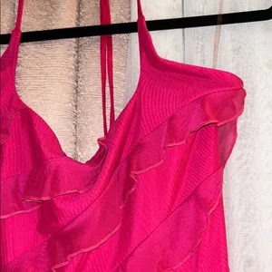 NWT Oh Polly Size 12 Elegant Red Ruffle Dress thumbnail 4