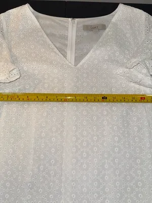 LOFT 100% Cotton White Eyelet V-Neck Dress thumbnail 6
