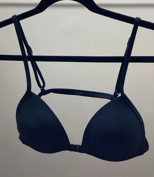 Aerie Size Small Black Padded Front-Closure Bikini with Strappy Back Detail,Used thumbnail 1