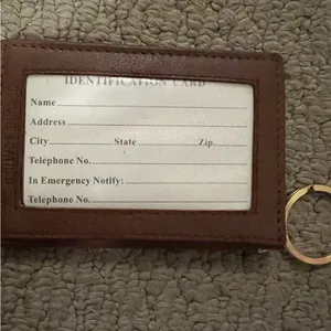 Brown Leather ID Card Holder with Keyring kappa kappa gamma thumbnail 3