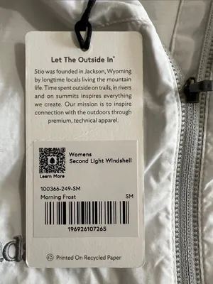 Stio Womens Second Light Windshell Jacket Medium‎ Morning Frost White New thumbnail 7